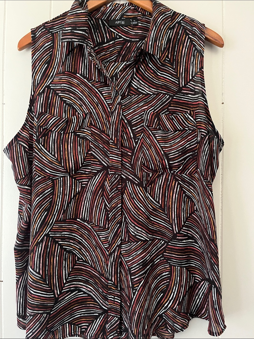 Apt. 9 Black Multi-Stripe Sleeveless Button-Front Camisole